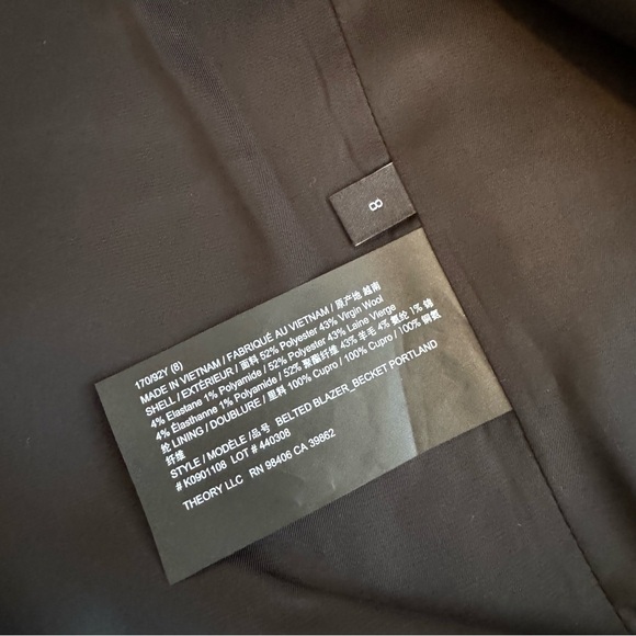 Theory Becket Portland Plaid Belted Virgin Wool Blend Stretch Blazer - Picture 6 of 7